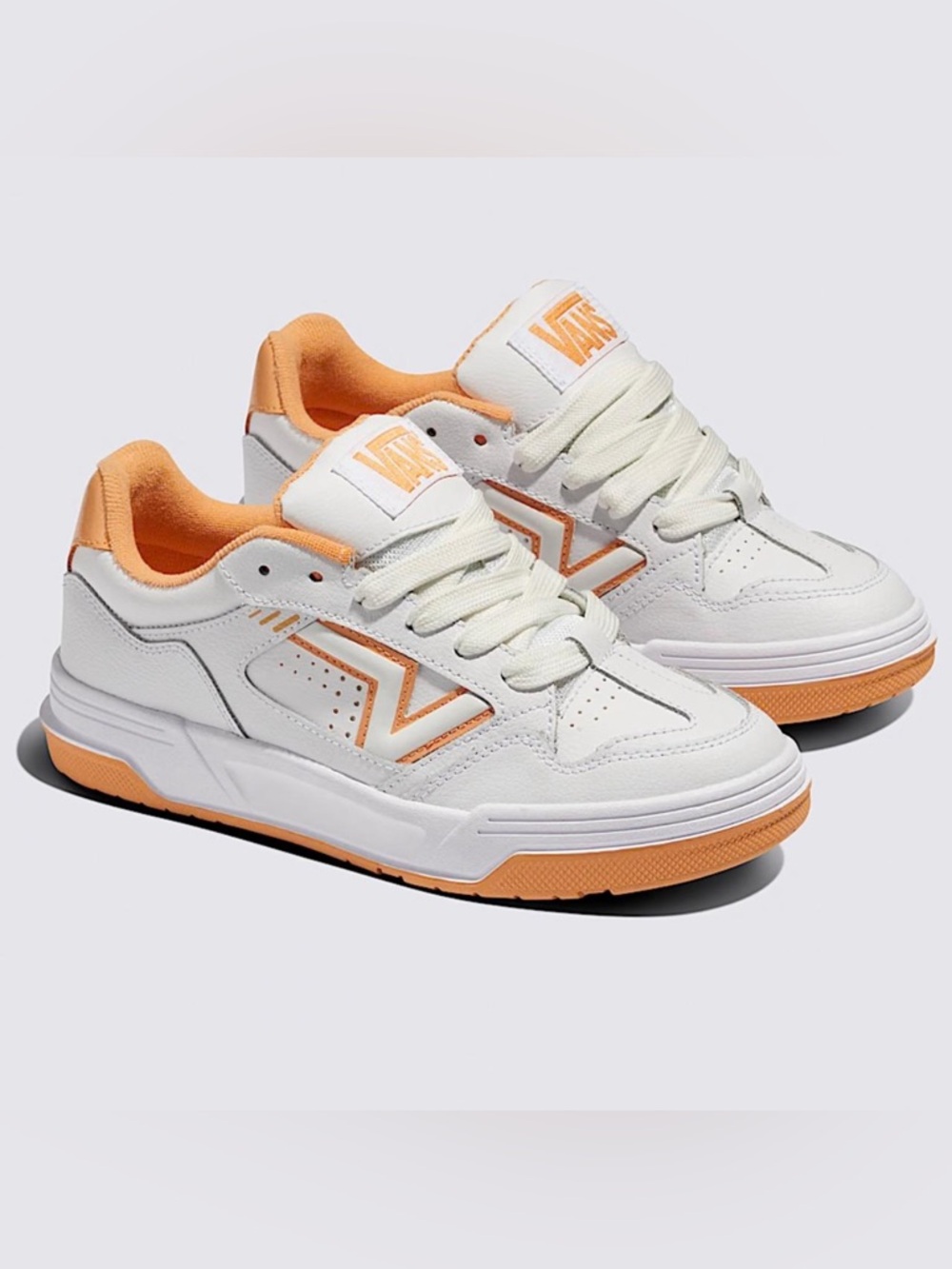 Vans Upland White and Peach Leather Sneakers Size Women 7